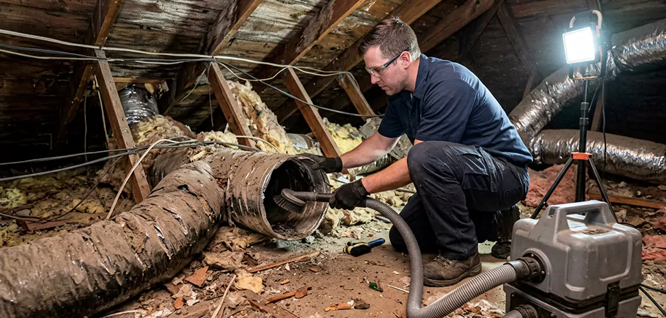 Storm-Damaged Attic Duct Cleaning in Garland