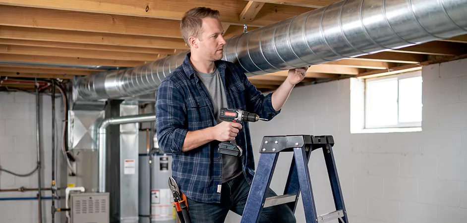 Exposed Spiral Ductwork in Garland